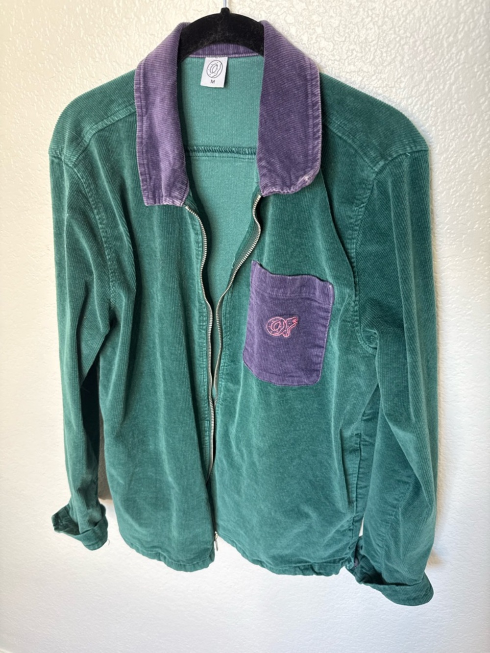 Odd Future vintage Green Corduroy Jacket with Purple Collar & Pocket